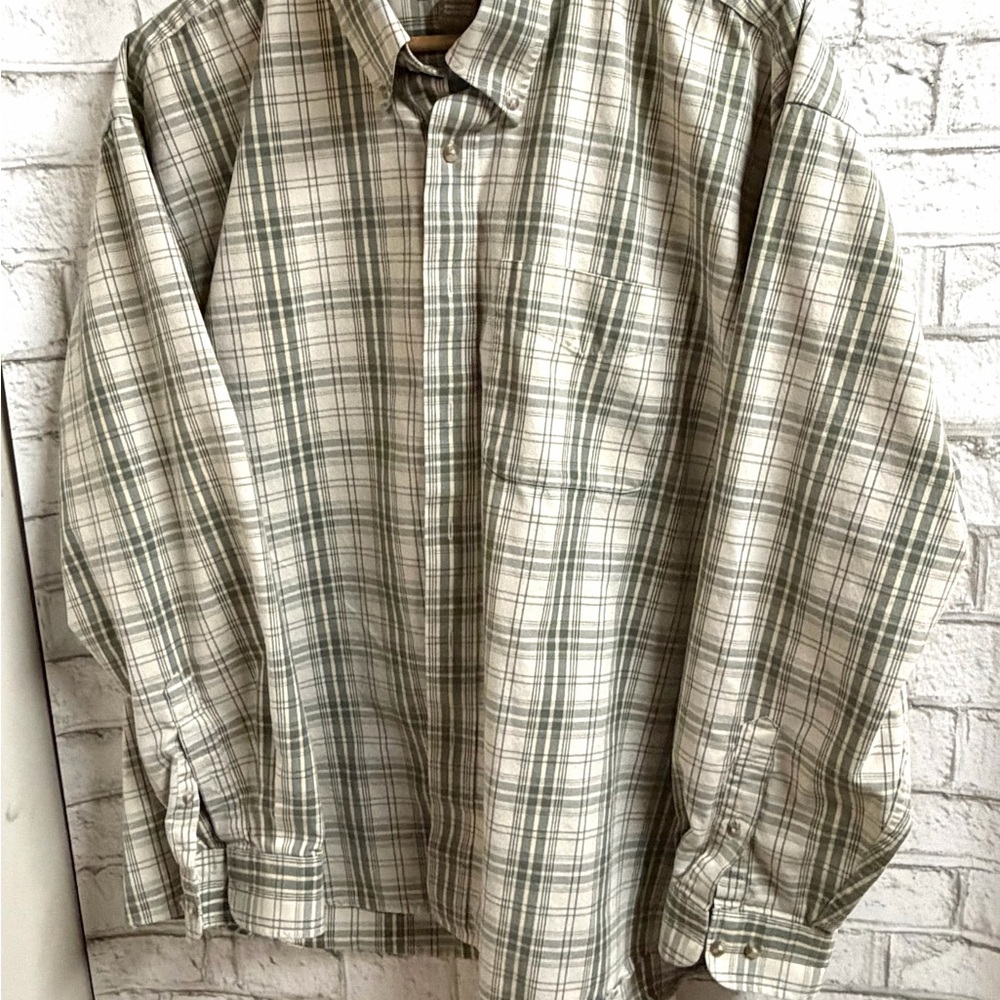 Arrow Men's Casual Plaid Shirt Olive  Green & Cream